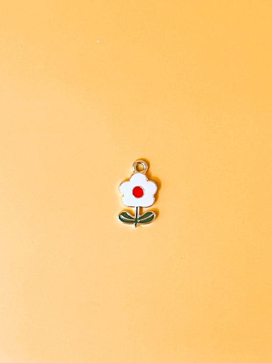 White and Red Flower Charm